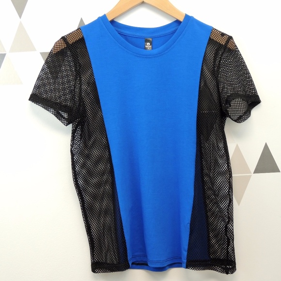 90 Degree By Reflex Tops - Black Mesh Sides Gym Yoga Tee NWOT